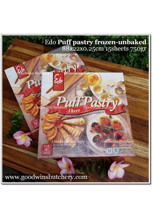 Pastry EDO PUFF PASTRY UNBAKED frozen 88x22x0.25cm 15 sheets 750g